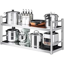2-Tier Stainless Steel Wall Shelf, Wall Mounted Storage Shelving Unit, Heavy Duty Storage Organizer Rack for Restaurant, Kitchen, Bar, Office90X30X55CM