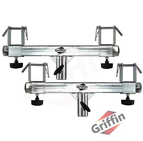 GRIFFIN T Bar Adapters for Lighting Truss Stands (2)| Triangle or Square Trussing Bracket Mounts for Light Cans & DJ Booth Kit | Pro-Audio Effects Stage Hardware Holder | Music Equipment Gear Platform