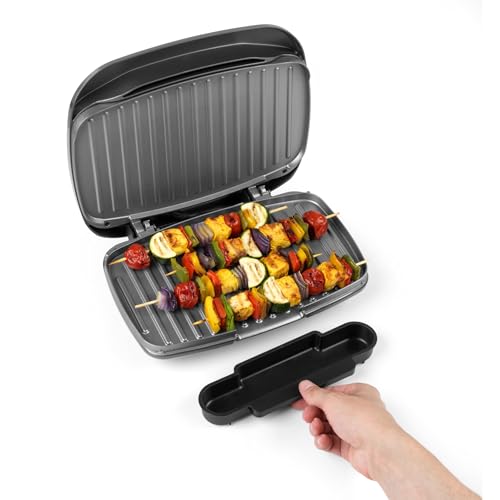 Salter EK4366 Cosmos Electric Health Grill - Non-Stick Griddle Plate & Panini Press, Large Sandwich Toaster, Drip Tray, Automatic Temperature Control, Compact, Indoor Cooking With Little To No Oil