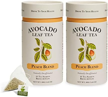 Avocado Leaf Tea Peach Tea - 2 Pack– Naturally caffeine-free, Healthy Herbal Tea | Immune Support & Booster | Cold Brew or Hot Tea - 30 Tea Bags | 60 Servings (Sugar-Free, Vegan, Gluten Free, and Non-GMO)