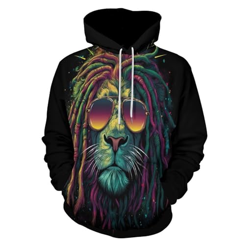 Pull à manches longues lion 3D design cool style reggae unisexe