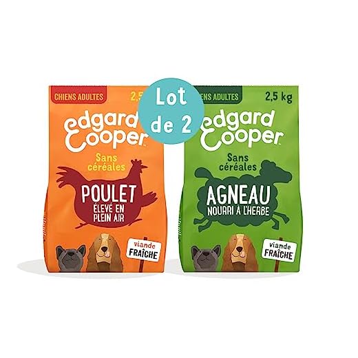 Edgard & Cooper Croquettes Chien Adulte sans Cereales Nourriture Naturelle 2.5kg Poulet Frais + Edgard & Cooper Croquettes Chien Adulte sans Cereales Nourriture Naturelle 2.5kg Agneau Frais