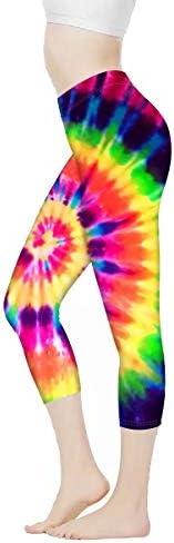 AFPANQZ Rainbow Tie Dye Leggings for Women High Waisted Butt Lift Compression Leggings Sports Pants Plus Size Stretch Capri Yoga Pants Aerobics Gym Finess Running Large Colorful