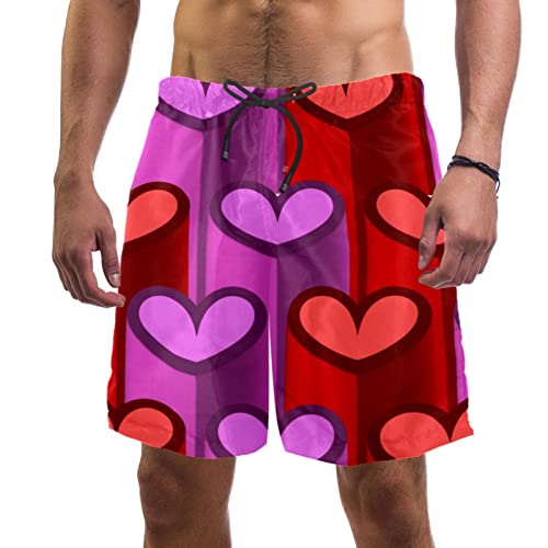 Short de plage à séchage rapide violet motif cœur rouge idée cadeau homme été