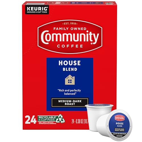 Image of Community Coffee House Blend 24 Count Coffee Pods, Medium Dark Roast, Compatible with Keurig 2.0 K-Cup Brewers, 24 Count (Pack of 1)