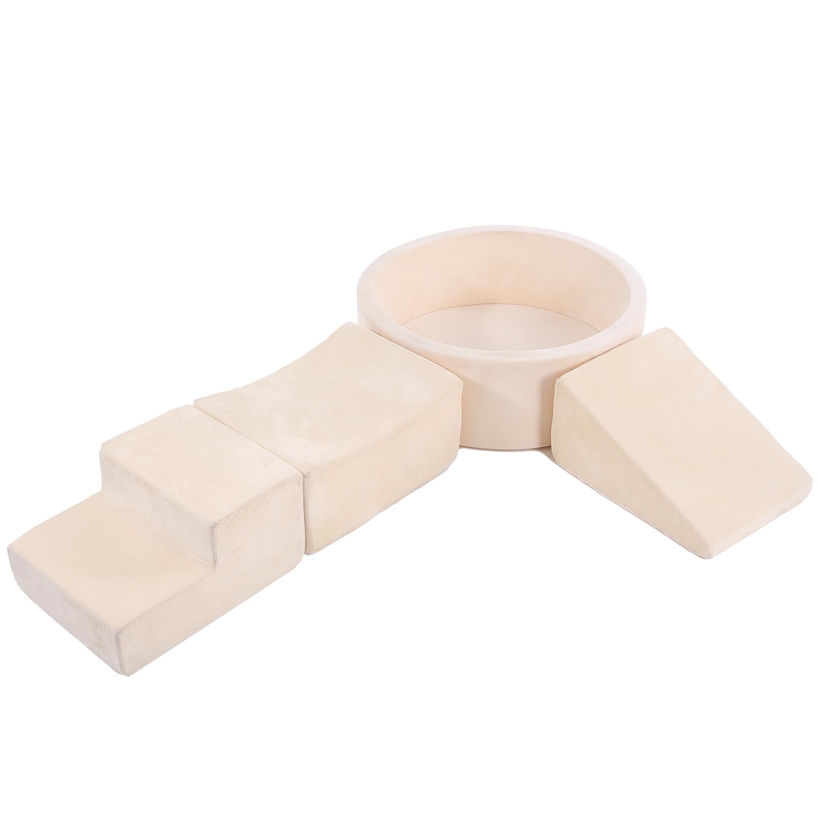 Tiita Climbing Toys with Ball Pit for Toddlers, 4-Piece Kids Foam Climbing Blocks for Baby, Activity Soft Climb and Crawl Playset Indoor Playground,