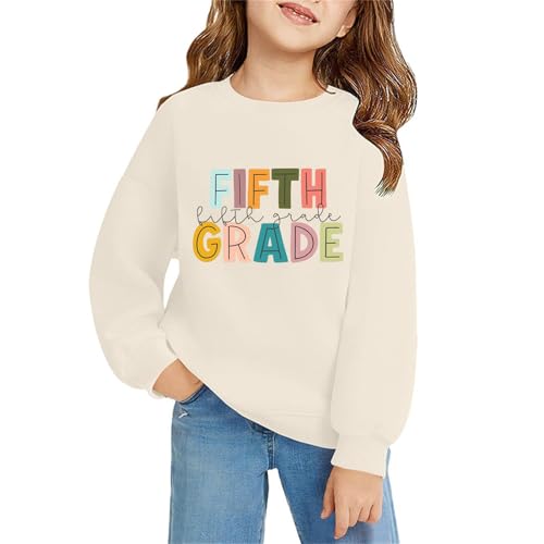 Fifth Grade Graphic Sweatshirts Back to School Clothes First Day of School Long Sleeve Crewneck Y2K Vintage Tee Tops