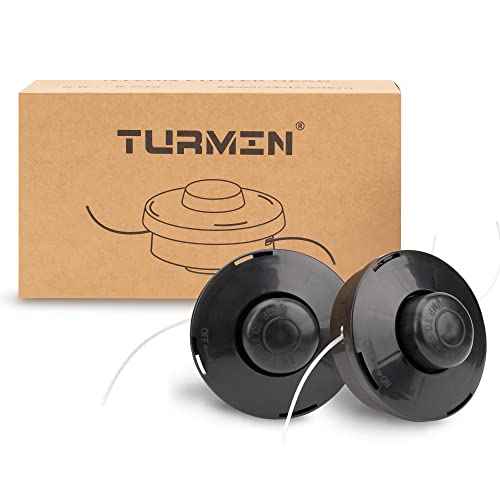 TURMIN Tête de Débroussailleuse Universelle Lot de 2, M10 X 1,25 Nylon Bobine de Rechange et Têtes à Double Fil pour Débroussailleuse Thermique à Essence