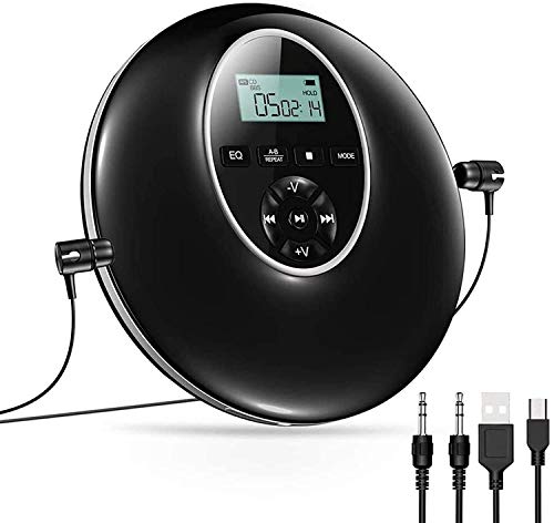 Tragbarer CD-Player mit Kopfhörer, eingebaute Flash-HiFi-Lautsprecher mit Fernbedienung FM Radio USB 3.5 mm Kopfhörerbuchse AUX Input/Output