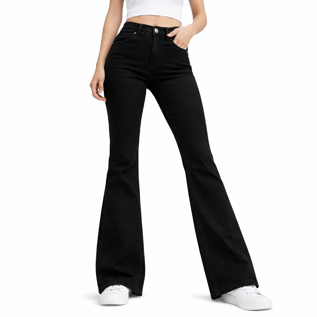 Women Bootcut Wide Leg Jeans with high Waist || Black Jeans for Women || Flared Jeans for Women || Boot Cut Jeans for Women-image-12