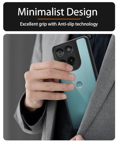 Image of WOW IMAGINE Shockproof Hybrid Back Cover for Motorola Moto Edge 60 Fusion | Hard Slim fit Back Case | PC & TPU | Clear Transparent Case - Black