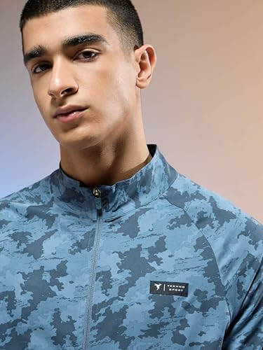 Image of TECHNOSPORT Men's Slim Fit Printed Regular Jacket With TS Flexi, SPF50+, Quick Dry for Regular Use