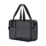 DFsucces シャワーバッグ ジャムバッグ お風呂 温泉バッグ 手提げバッグ 浴用バッグ キャンプ 旅行用 通気 速乾 収納功能 男女兼用 メッシュブラック