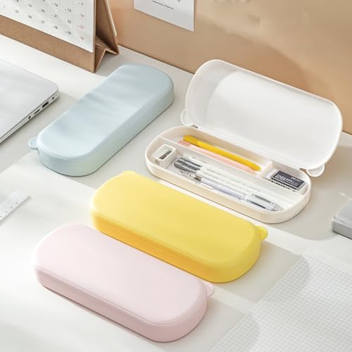 Image of pencil pouch Large Capacity Pencil Case Pouch , Portable Aesthetic Cute Big Capacity Pencil Cases Pen Office Travel Stationery Makeup Bag, Desk Organizer for College Adults Women Men (white)