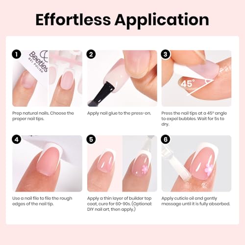 Image of Beetles Fast Dry Nail Glue & Builder Top Coat Set | Strong Hold Nail Glue for Press-On Nails, High Shine Builder Top Coat for French Tips