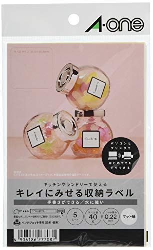 エーワン キレイにみせる収納ラベル 水に強い マット紙 正方形 はがきサイズ 8面 5シート 2個セット 27708-2P 白