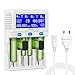 Ładowarka do baterii AA, 9 V, ładowarka do baterii 18650, LCD, ładowarka Quick Charger do akumulatorów AA/AAA/SC/C/D/9 V NI-MH/NI-CD 14500 (biała)