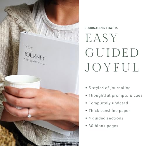 Image of THE JOURNEY Luxe Edition - 2026 Gratitude Journaling with Pen, Daily Reflections, Emotional Release, Introspection prompts & Plain Pages for Writing - A5 Hardbound Undated Journal Diary - Free Fabric Bag, Bookmark, Gratitude Letters (White)