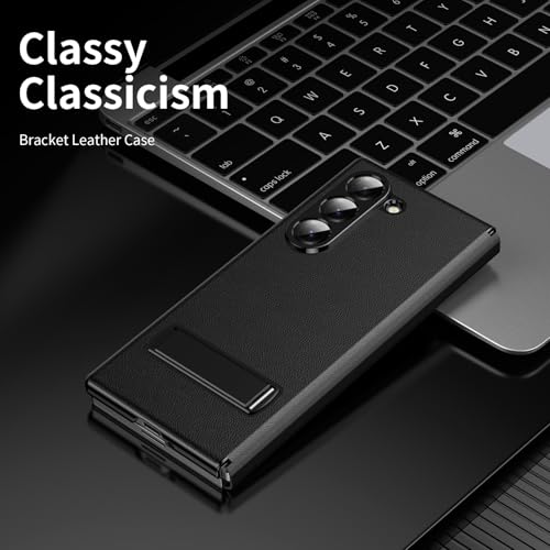 Image of for Samsung Galaxy Z Fold 8 Ultra Magnetic Flip Folding Case, Multi-Angle Bracket, High Classy Luxurious Business Leather, Full Body Hinge Protective Slim Cover.(Black)