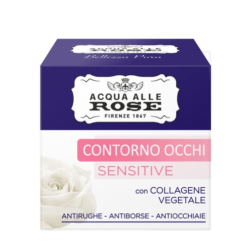 Acqua alle Rose, Contorno de ojos antiarrugas Sensitivas, crema de ojos antiedad y antiojeras, con colágeno vegetal y extracto de rosa, ingredientes naturales - 15 ml Cover