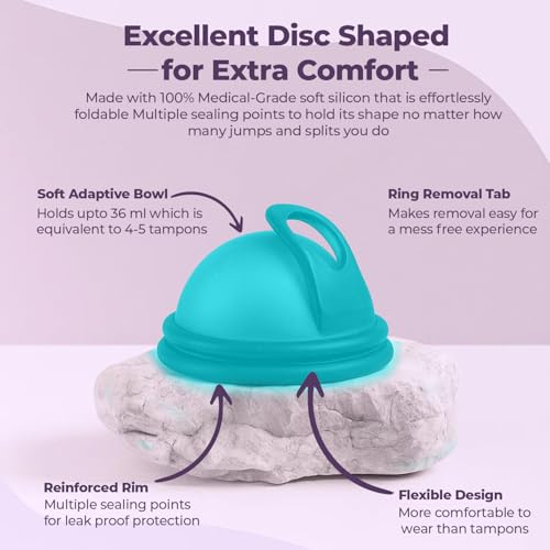 Image of Reusable Menstrual Disc (2 Pack) - Soft Medical Grade Silicone Period Disc for Light & Heavy Flow, Leakproof 12-Hour Protection, Easy Removal, Menstrual Cup, Tampon & Pad Alternative, Two Sizes