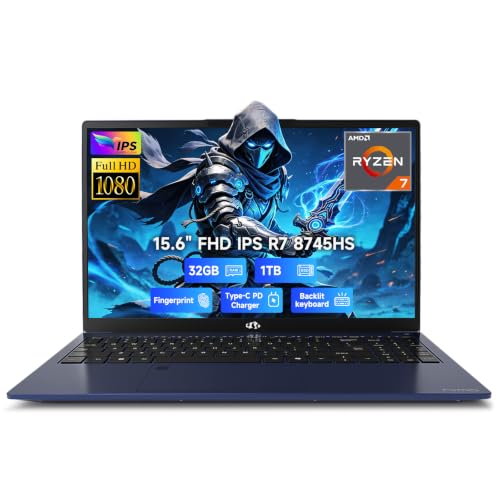 Image of NIMO 15.6 inch Gaming-Laptop, AMD Ryzen 7 8745HS 32GB DDR5 RAM 1TB SSD (Beat i7-1360P, up to 4.9GHz) Radeon 780M GPU, FHD 100W Fast PD USB4 for AI Multitasking Streaming Creators College, 2-Yr-Warranty