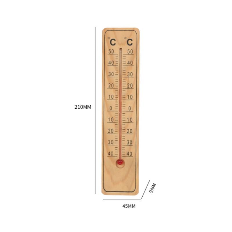 Indoor Outdoor Thermometer Wooden Board Wall Mounted Temperature Gauge