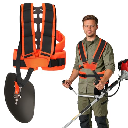 NUTKIT Harnais Debroussailleuse Double-Épaule Réglable, Universal Strimmer Harness Padded, Confortable Double Sangle d'épaule, pour Gardenning, Tondeuse et...
