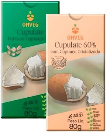 Kit 2 Cupulates Orgânicos 60% Onveg: Puro, Cupuaçu Cristalizado