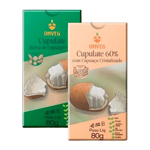 Kit 2 Cupulates Orgânicos 60% Onveg: Puro, Cupuaçu Cristalizado