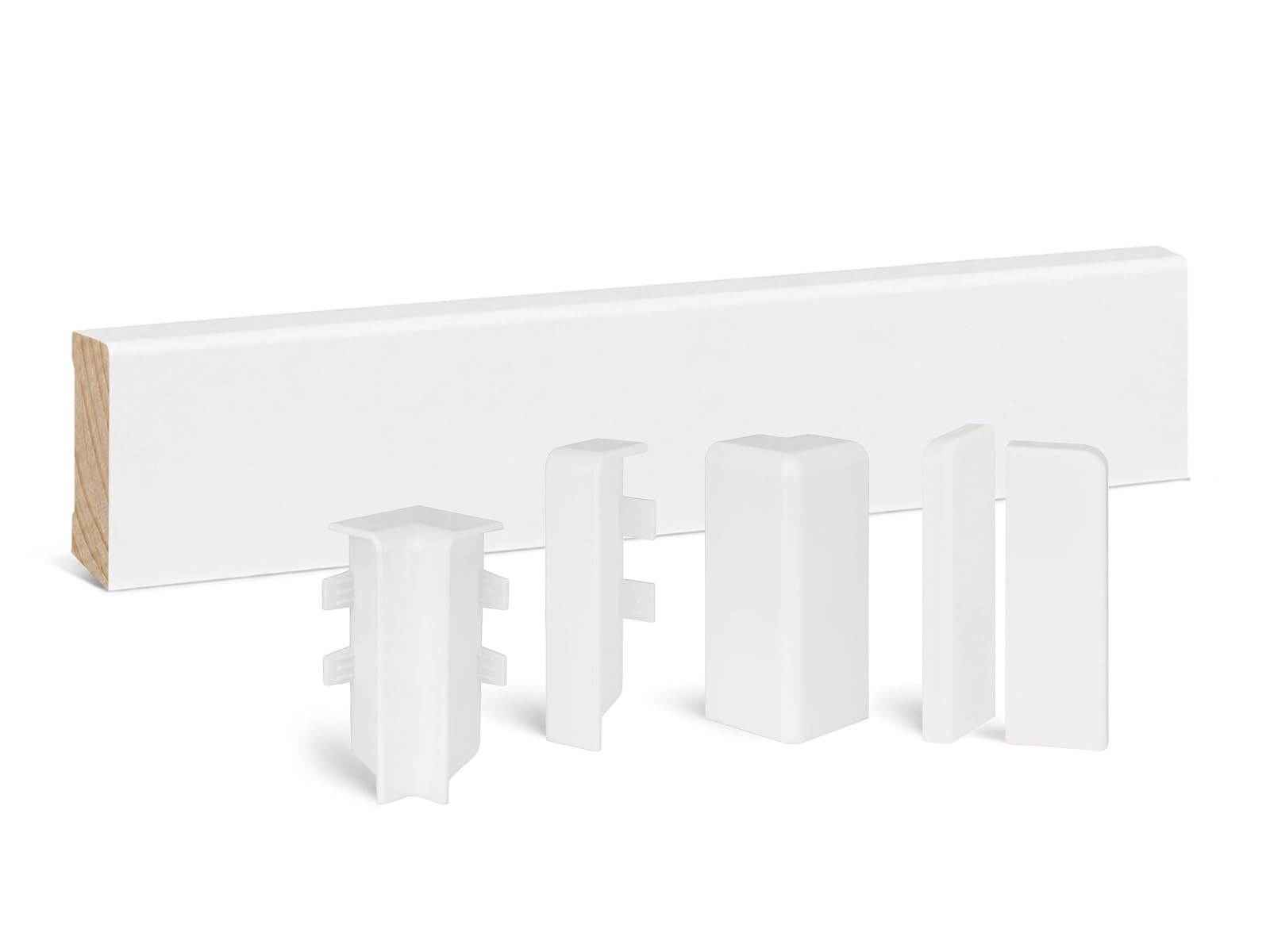 KGM Sockelleisten-Set Modern Pro weiß RAL9016, 16x58 mm, 10 Stück + Zubehör