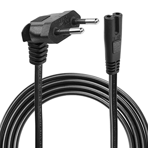 YACSEJAO Euro Anschlusskabel Typ C Eurostecker CEE 7/16 auf C7 Buchse 90 Degree Euro-Netzkabel Stromkabel für Laptop, Konsolen, Radios,Blu-Ray Haushaltsgeräte,1.5m