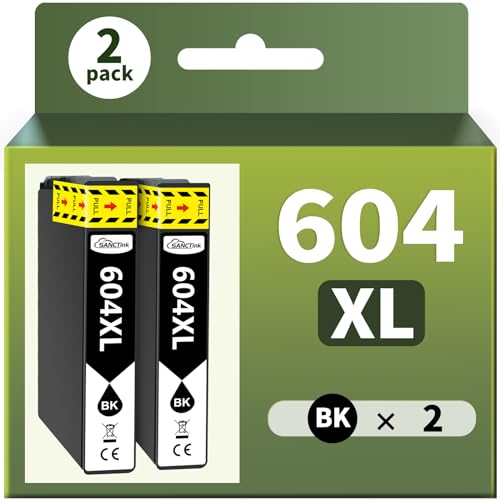 604 604XL Black ink Cartridges Compatible with Epson 604 XL Ink Cartridges for Epson Expression Home XP 2205 XP 4200 XP 3200 XP 3205 XP 2200 XP 4205 Workforce WF 2935 2930 2910 2950DWF (2 Black)