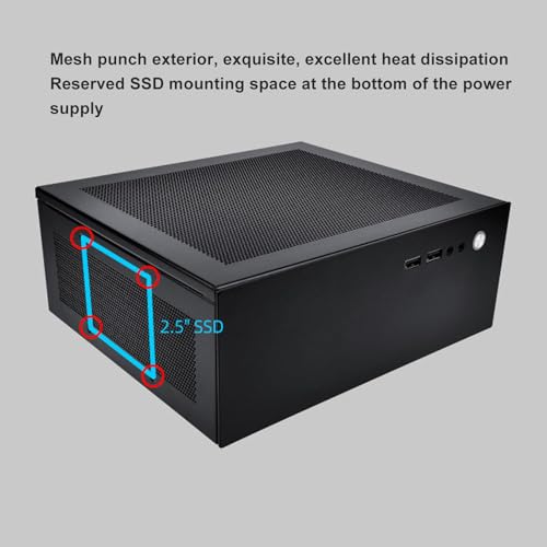 Gabinete para PC Yunir Torre Negro, compatible con Mini-ITX, acero resistente, puertos USB 3.0, disipación de calor eficiente miniatura 3