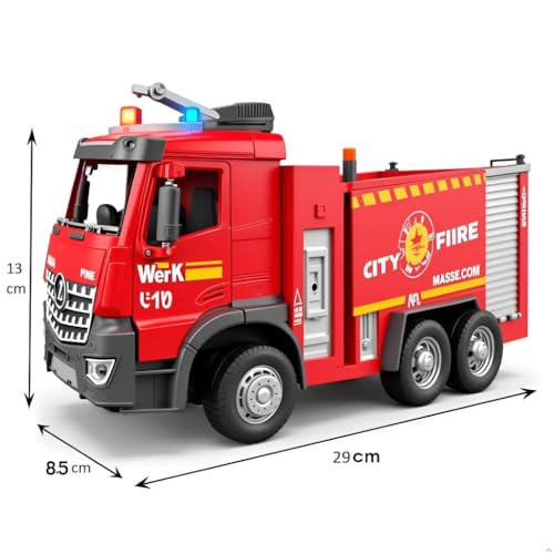 Image of Friction Powered Fire Truck Toy for Kids - 1:16 City Rescue Vehicle with Lights, Sounds & Real Water Spray | Diecast Fire Engine Toy for Boys & Girls Age 3+(Fire Water Spray)