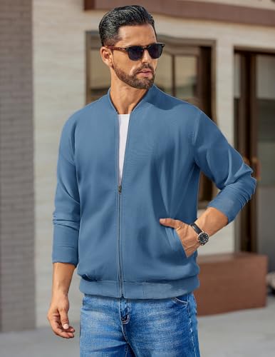 Image of COOFANDY Mens Light Cotton Bomber Jacket Flight Casual Softshell Varisty