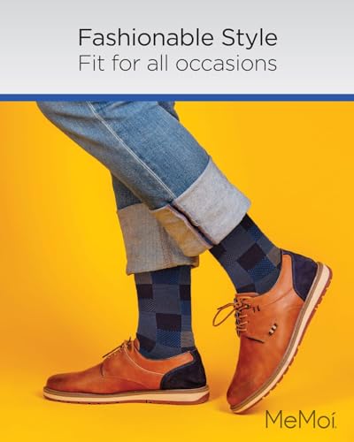 MeMoi Men's Checkerboard Plaid Rayon Dress Crew Socks4