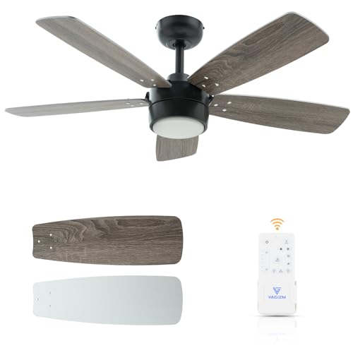 Ceiling Fan 42'' for Bedroom: Bronze Modern Fans with Light Remote Control - Reversible Quiet DC Motor Dimmable with 6 Speeds for Home Office Indoor Outdoor Use Bronze+Walnut 42 Inch
