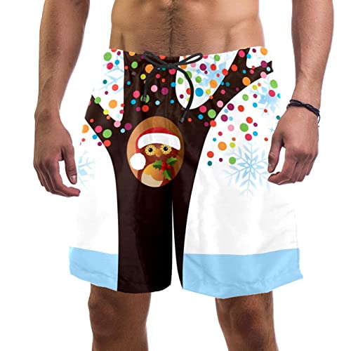 Fini le maillot mouillé avec le short de plage pour hommes JDEZ hibou de Noël