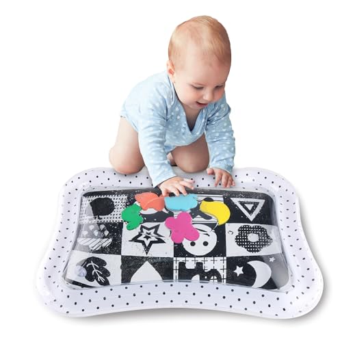 Image of The Peanutshell Water Play Mat, Tummy Time Toys for Babies 0-6 Months, High Contrast Baby Toy, Black & White, New Born Baby Essentials Must Haves, Montessori