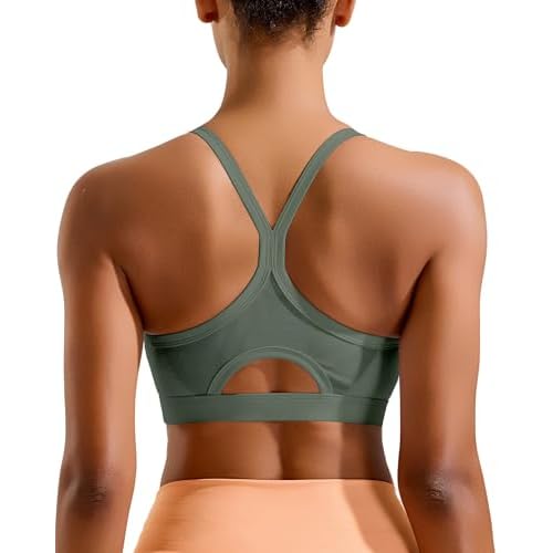 RUNNING GIRL Sports Bra for Women High Support,Y Back Molded Cup High Impact Sports Bras for Women with Sewn in Pads Forest Green Medium