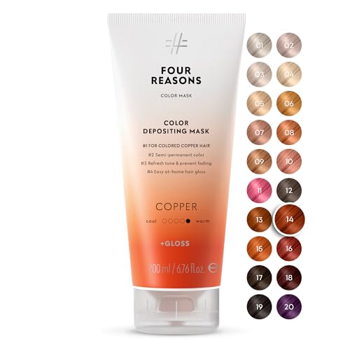 Image of FOUR REASONS Color Mask, Copper (27 Colors) - Hair Gloss & Color Depositing Conditioner - Semi Permanent Hair Toner for Color-Treated Hair Color For Women - Vegan & Cruelty-Free - 6.76 fl oz