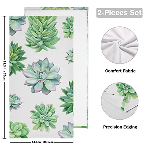 Shustary 2 Pack Mint Green Cactus Hand Towels For Bathroom,Tropical Summer Succulent Plants White Soft Absorbent Kitchen Dish Towels Decorative Hand Bath Towels For Shower,Face,Gym,Spa 14"X28" #TOP1