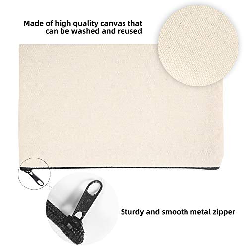 Legigo 10 Pack Blank Diy Craft Bag Canvas Pencil Case Blank Makeup Bags- Beige Canvas Pencil Pouch Bulk Canvas Cosmetic Bag Multi-Purpose Travel Toiletry Bag Canvas Zipper Bags (8.3 × 5 Inch) #TOP2