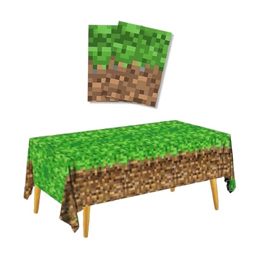 Taiyyi 2pcs Tovaglia rettangolare in plastica con motivo pixel,Pixelmotiv - Tovaglia per compleanno(137×274cm) adatta per bambini, adolescenti, ragazze, battesimi, feste di compleanno, decorazioni