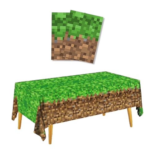 Taiyyi 2 pièces, Nappe de Fête d'anniversaire Pixel, jetable Napped'anniversaireavecmotifpixels,(137×274cm) Convient pour Les décorations d'anniversaire, thème pixelisé(A,B,C) (A)