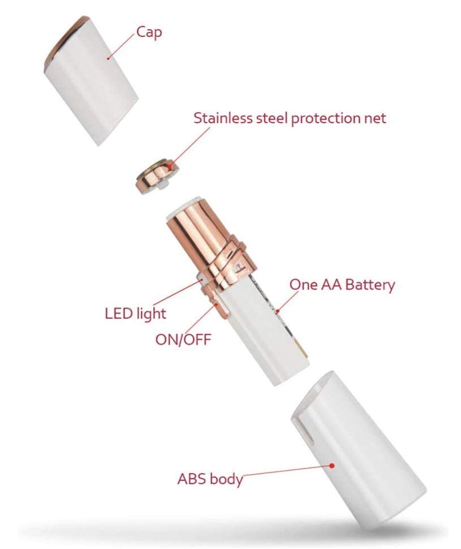 LA Beauty™ Removedor de vello facial para mujeres, afeitadora sin dolor, melocotón fuzz, barbilla, depilación del labio superior con luz LED, batería incluida 7