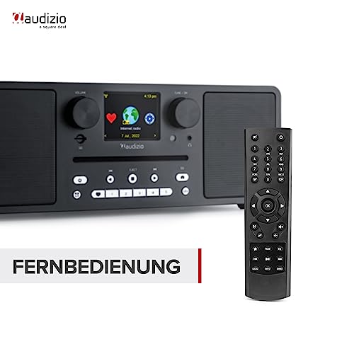 Audizio Naples - DAB Radio mit CD Player, Bluetooth, Internetradio WLAN, Fernbedienung, 60 Watt, UKW, AUX, USB, SD, MP3, Stereo Kompaktanlage, WiFi,dimmbares Display, Wecker, Sleeptimer, Schwarz – Bild 6