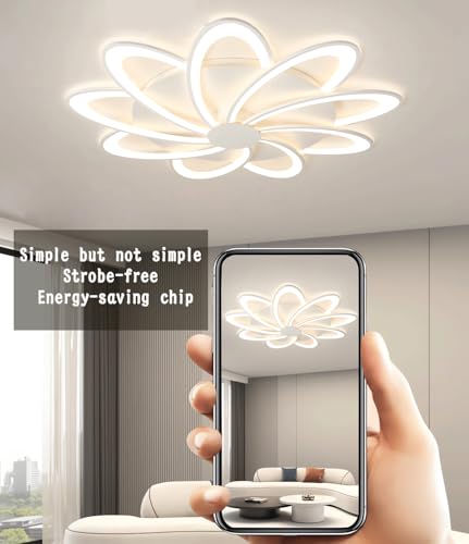 Lumière chambre à coucher et salon moderne avec plafonnier LED blanc télécommandé 8 lampes - 7