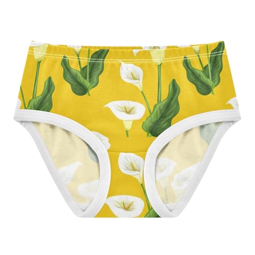 Calla Lilies Green Leaves Yellow Girl Panties Cute Girls Underwear Toddler Cotton Aesthetic Underpants Briefs 2t